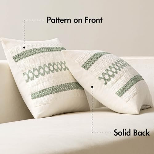 MIULEE Set of 2 Sage Green Boho Decorative Pillow Covers 16x16 Inch - Image 6
