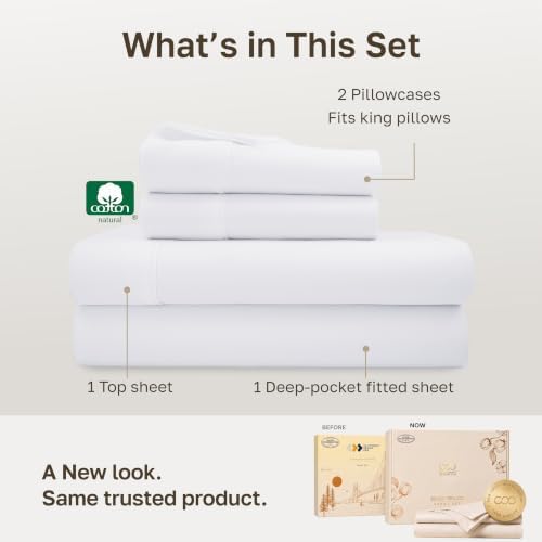 California Design Den Soft 100% Cotton Sateen King Size Sheets Set - Image 3