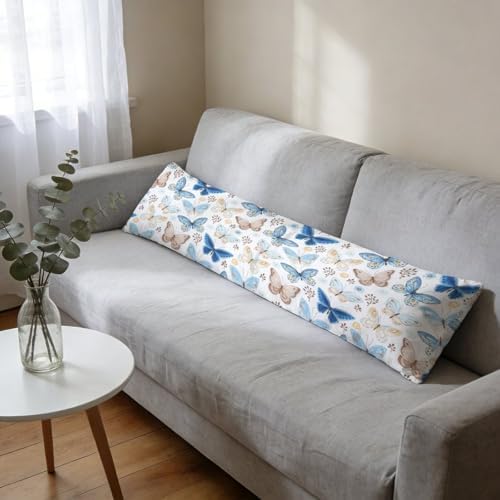 Blue Brown Butterfly Body Pillow Cover Pillowcase - Image 4
