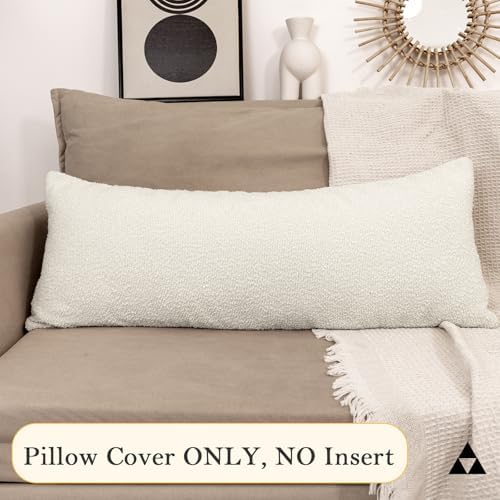 JoraLion 14x36 inch Boucle Lumbar Pillow Cover, Cream Woven Texture Neutral - Image 7