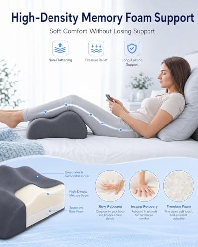 Knee Pillow for Back Sleeping, 5.7" Memory Foam Leg Pillow - Image 6