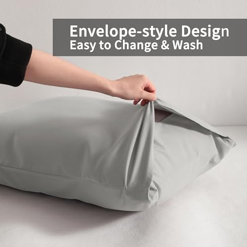 Body Pillow Cases, 2 Pack, 20x54 in, Microfiber, Light Grey - Image 3