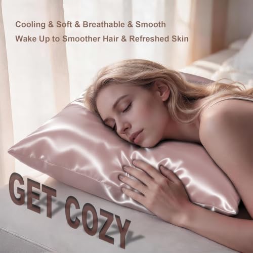 LYSHIN Pink Silk Pillowcases 2 Pack Queen Size - Image 5