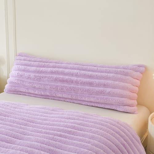 MEGO Body Pillow Cover 20x54, Fluffy Wide Ribbed Faux Rabbit Fur by MEGO