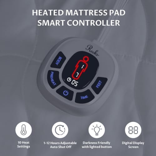 Multi-Zone Heated Mattress Pad Twin XL, Quilted Surface, Preheat & Memory - Image 4