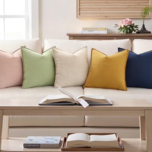 decorUhome Fall Pink Linen Throw Pillow Covers 26x26 Set of 2 - Image 4