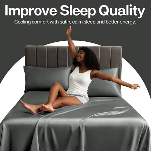 MR&HM Satin Pillowcase 2 Pack, King Size 20"x36", Dark Grey - Image 4