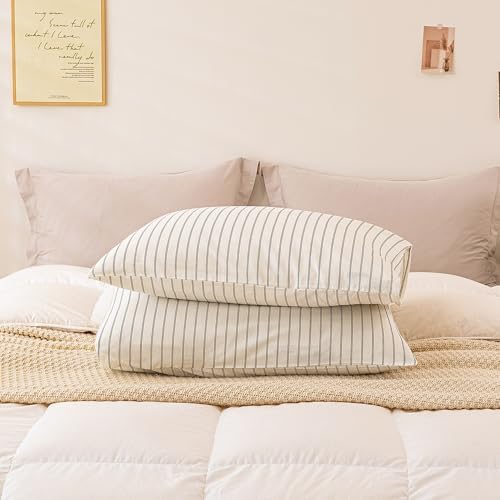 ECOCOTT Striped Pillowcases Queen Size 2 Pack, 100% Washed Cotton Pillow Cases - Image 7