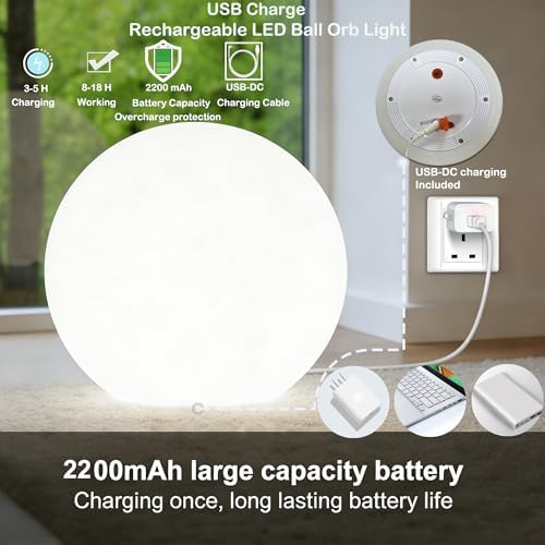 14-inch Globe Floor Lamp,Decorative LED Ball Light,Color Changing Orb Light - Image 2