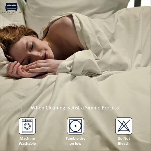 Cottingon 5 PC Split King Sheets Fits 16" Deep, Egyptian Cotton - Image 5