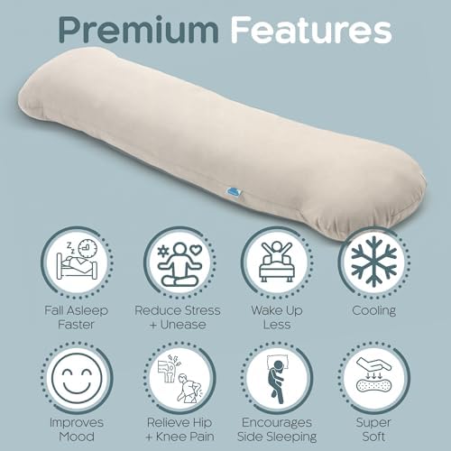 SleepCloud Weighted Body Pillow 6.5lbs, Cooling Tencel Cover, 41” x 10” - Image 3