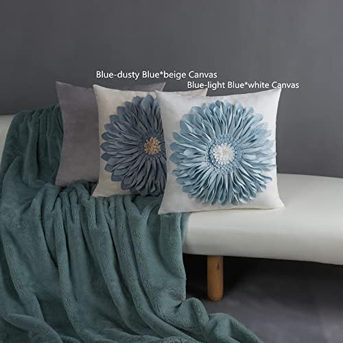3D Flower Decorative Throw Pillow Covers 18x18 Inch Blue - Image 6