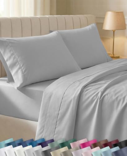 California Design Den Soft 100% Cotton Sateen King Sheets Set, Light Grey by CaliforniaDesignDen