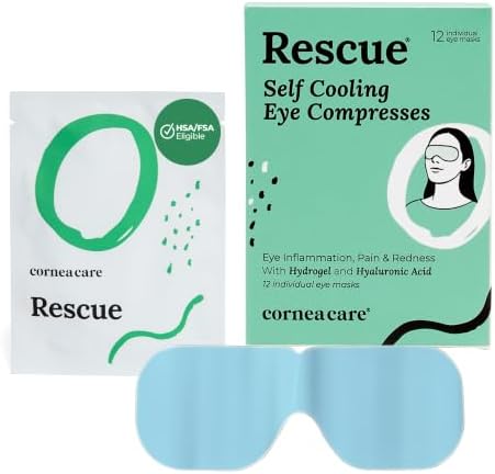 CorneaCare Rescue Self Cooling Hydrogel Compress | Cold Eye Mask | 12 Count by CorneaCare