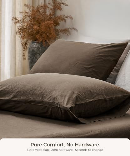 JELLYMONI 100% Washed Cotton Pillowcases, Envelope Closure 2-Pack - Image 5