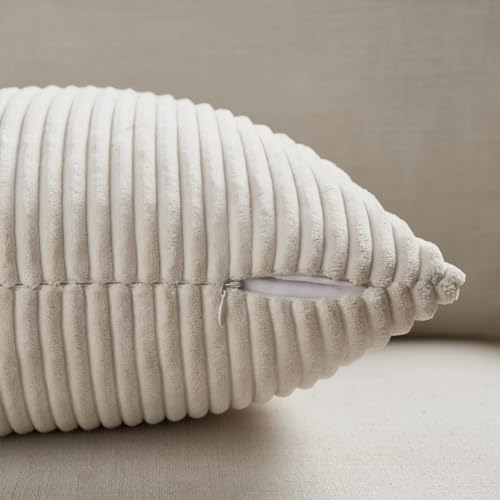 Fancy Homi 2 Packs Cream Lumbar Decorative Throw Pillow Covers 16x28 Inch - Image 3