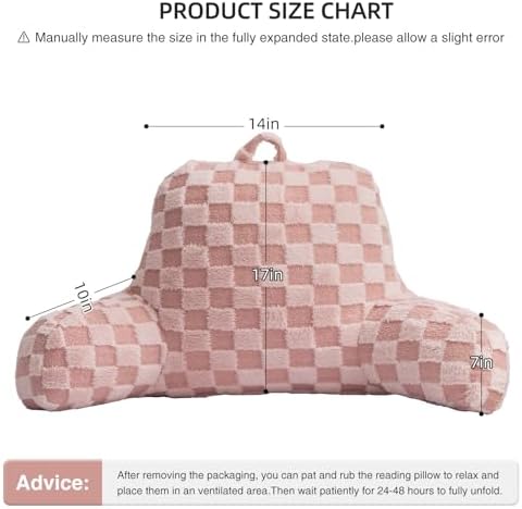 Aimuan Reading Pillow Checkered Bed Rest Wedge Backrest Checkerboard Pillow - Image 3