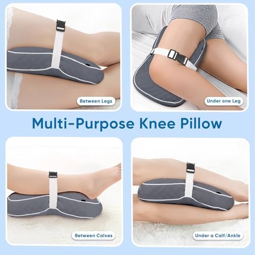 Knee Pillow with Soft Strap for Side Sleepers, Grid - Image 4