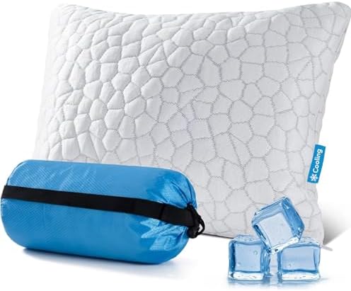 QUTOOL Cooling Pillow for Sleeping, CertiPUR-US Shredded Memory Foam Camping by QUTOOL