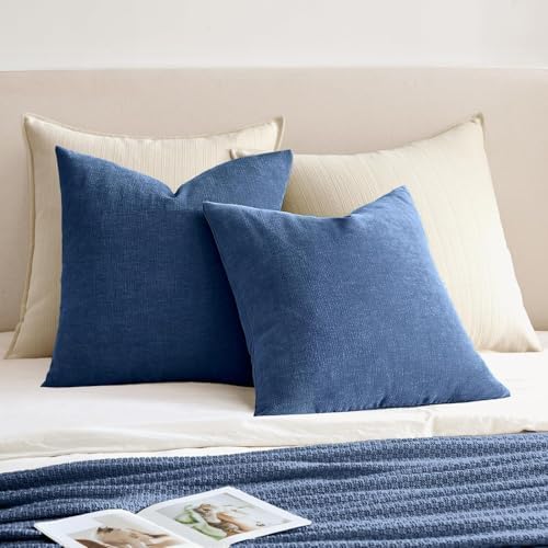 MIULEE Navy Blue Chenille Couch Euro Throw Pillow Covers - Image 5