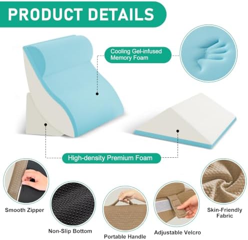 4PCS Wedge Pillow Set for After Surgery, Orthopedic Bed Wedge Pillow for Back - Image 3