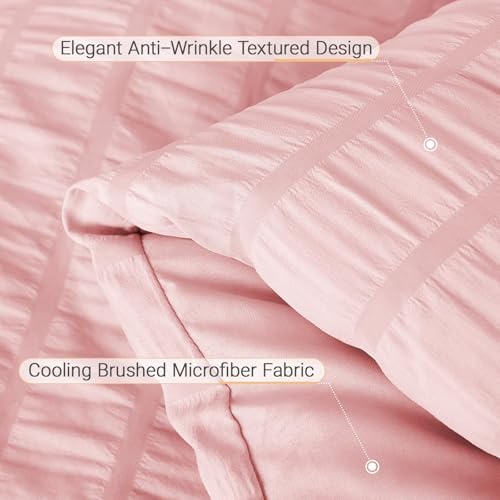 MUXHOMO 5 Pieces Twin Comforter Set, Seersucker Bed in a Bag Twin Size - Image 6