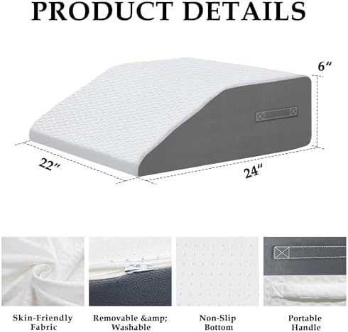 6" Leg Elevation Pillow, Memory Foam Wedge Pillow - Image 3