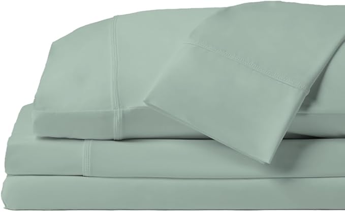 SHEEX - Original Performance Sheets Set (Queen) Serene Green - Cooling Sheets - Moisture Wicking - 1 Flat Cooling Sheet, 1 Fitted Cooling Sheet, 2 Pillow Covers - Wrinkle Free - Sleep Aid