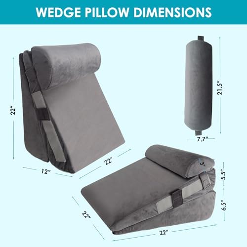 3Pcs Wedge Pillow Set for After Surgery, Acid Reflux Relief, Adjustable Bed - Image 2