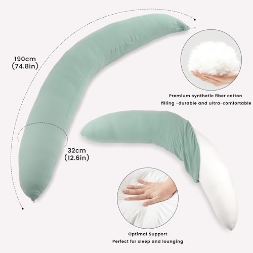 Pregnancy Pillow for Side Sleeping, 74 Inch C Shaped Long Body Pillow, Sleep - Image 3