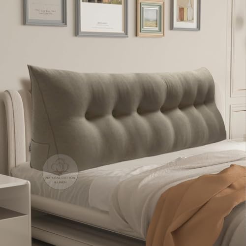 WOWMAX Wedge Headboard Pillow King Reading Pillow Sitting in Bed Light Grey by WOWMAX