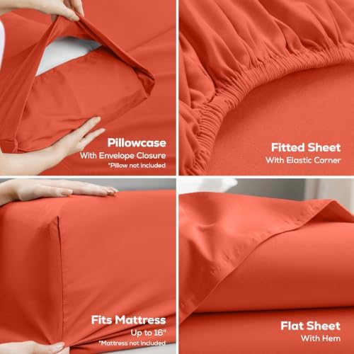 Twin Sheets Set, 3 Pieces 16" Deep Pocket Hotel Luxury Bed Sheets - Image 3