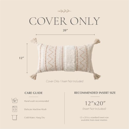 BlissBlush 12x20 Lumbar Pillow Cover, Cream Neutral Beige Rectangular - Image 6