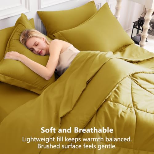 CozyLux Full Comforter Set 82"x86" Mustard Yellow - Image 4