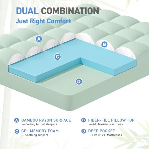 Dual Layer 3 Inch Memory Foam Mattress Topper Twin Size, 2 Inch Gel Memory Foam - Image 2