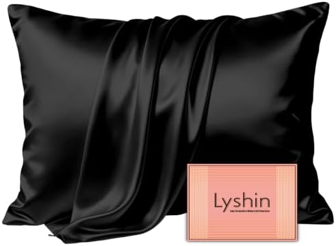 LYSHIN Black Silk Pillowcase King Size by LYSHINSILKPILLOWCASES