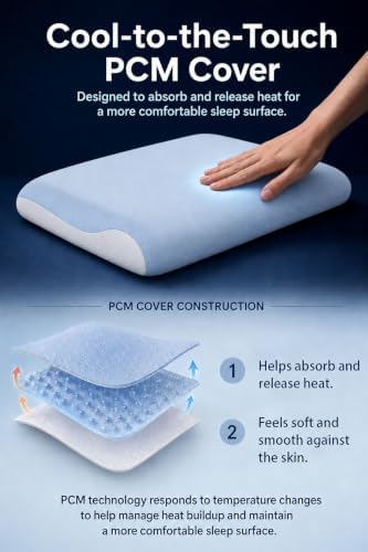 Memory Foam Pillow, Cooling Cover, Ergonomic Neck Support, Queen Loft 3.9" - Image 5