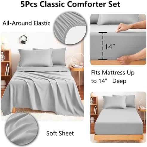 CozyLux Twin Comforter Set 68"x88" Light Grey - Image 5