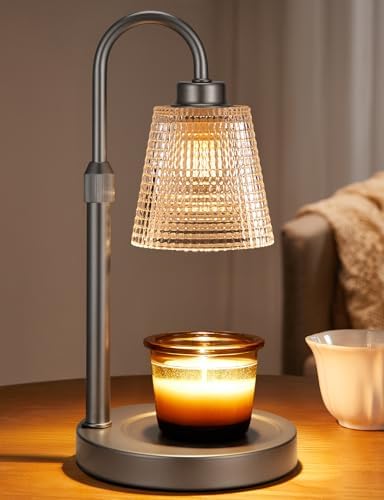 Gray Candle Warmer Lamp with Timer, Dimmable Candle Warmer for Jar Candles, Height Adjustable Wax Melts Warmer, Birthday Gifts for Women Mom, House Warming Gifts New Home Decor by Innqoo