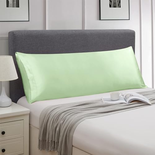 Ersmak Satin Body Pillow Cover, 20x54 Inches Sage Green Ultra Soft Satin Pillow - Image 2