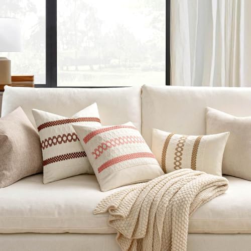 MIULEE Set of 2 Neutral Boho Decorative Pillow Covers 16x16 Inch - Image 2