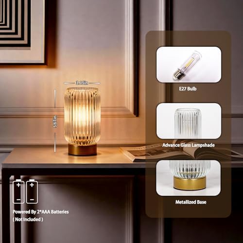 MJ PREMIER Battery Operated Lamp, Small Cordless Lamp with Timer, Clear*2 - Image 4