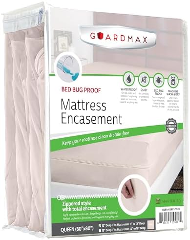 Guardmax Queen Mattress Protector Zippered, Bed Bug Mattress Cover by Guardmax