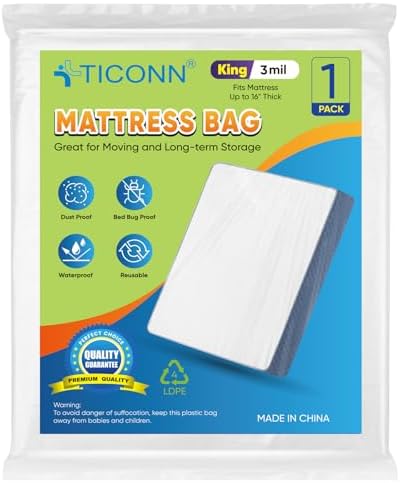 TICONN 1PK Plastic Mattress Bags by TICONN