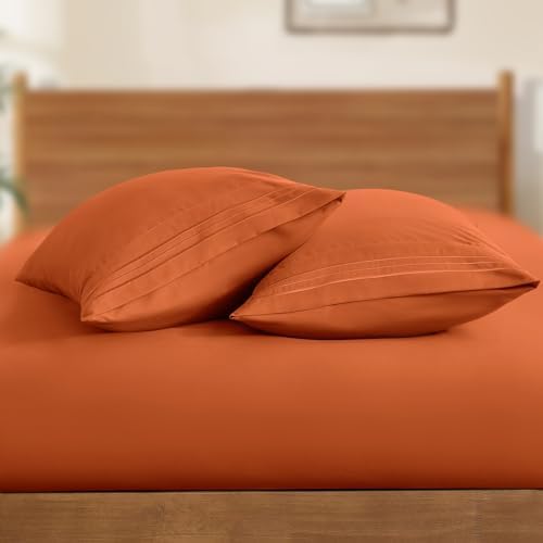 Horbaunal Microfiber Pillowcases Standard Size, Burnt Orange, 2 Pack - Image 4