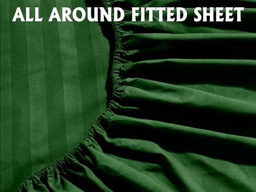 Elegant Comfort 4-Piece Damask Stripe Sheet Set, Twin XL, Hunter Green - Image 4