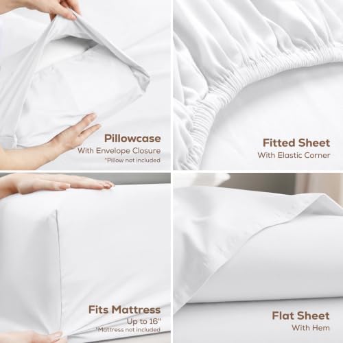 Queen Sheets Set, 4 Pieces 16" Deep Pocket Hotel Luxury Bed Sheets - Image 3