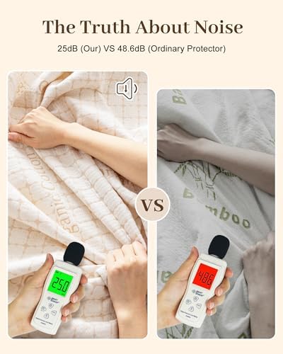 Waterproof Mattress Protector Organic Cotton Blend Cover Full Beige - Image 3