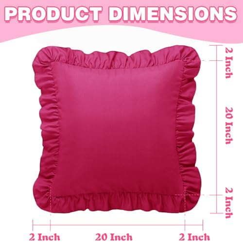 KKJIAF 2 Pack Ruffle Pillow Cases 20x20 Inches, Hot Pink - Image 3