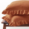 Set of 2 Brushed Microfiber Ruffle Pillow Cases Body Size Tangerine by FMLIUY